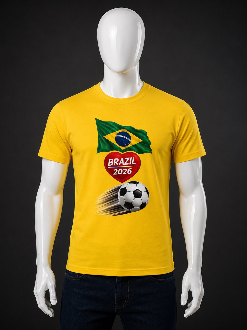Brazil 2026 Yellow Soccer Fan Tee.